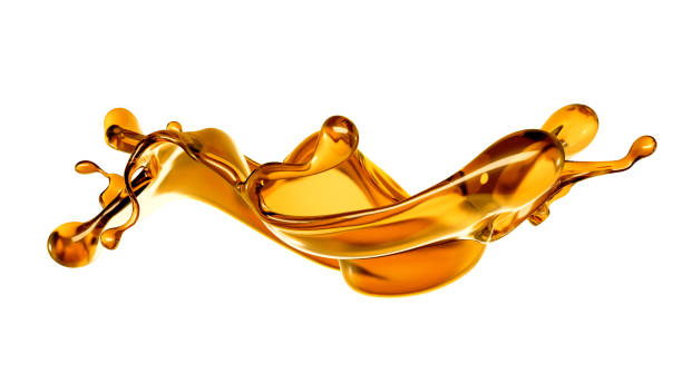 istock Splash of a transparent orange liquid on a white background. 3d illustration, 3d rendering. 1331955444