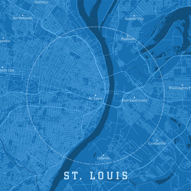 St Louis MO City Vector Road Map Blue Text vector art illustration