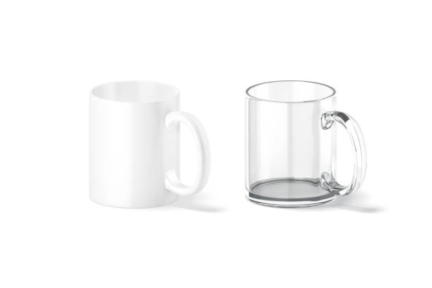 istock Blank ceramic and glass 11oz mug with handle mockup stand 1331960172