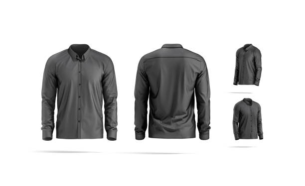 istock Blank black classic shirt mock up, different views 1331960287