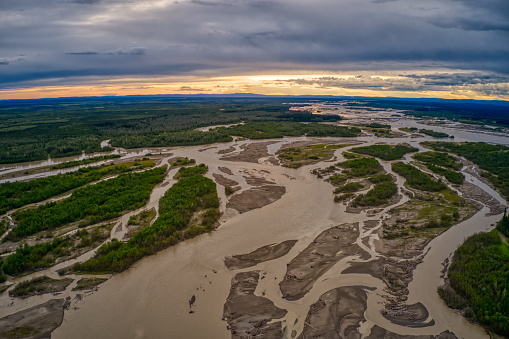 Aerial View of the Tanana River during the Alaska Summer