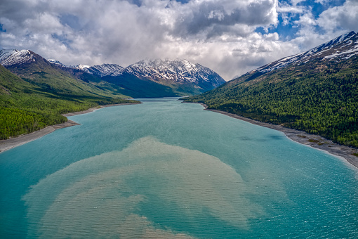 Aerial View of Lake Eklutna in Chucach State Park