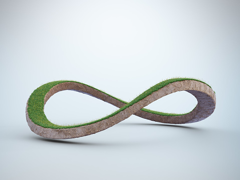 Representación 3D del símbolo de infinito en el concepto de conservación ambiental. photo
