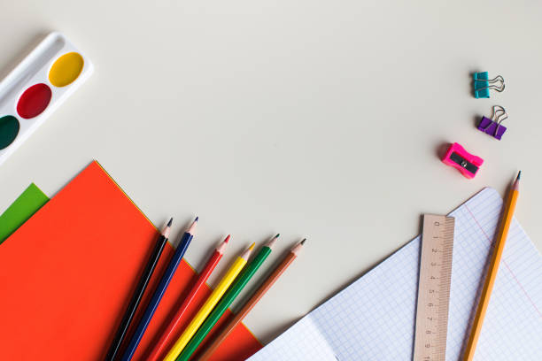 istock Flat lay various office supplies. The concept of learning, back to school. Copy space. 1331966673