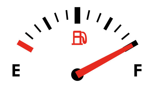 Fuel Gauge Icon. Gasoline Indicator Isolated On White Background. Fuel Gauge Icon. Gasoline Indicator Isolated On White Background. Vector fuel pump nozzle stock illustrations