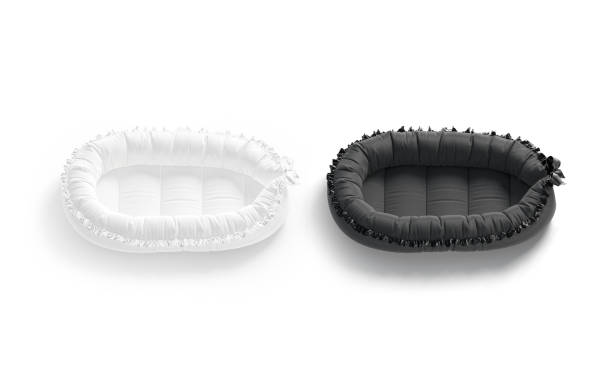 istock Blank black and white babynest lounger mockup, top view 1331970685