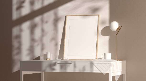 istock Blank wood a4 frame mock up interior background 1331973746