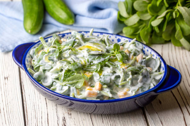 istock Purslane salad with yogurt in bowl 1331975062