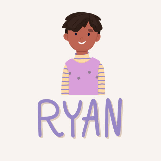 a schoolboy named ryan is african. middle school student. vector illustration - ryan in a 幅插畫檔、美工圖案、卡通及圖標