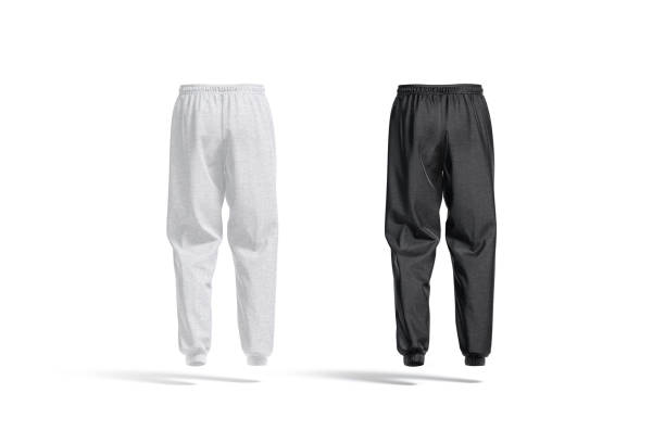 istock Blank black and melange sport sweatpants mockup, back view 1331979357