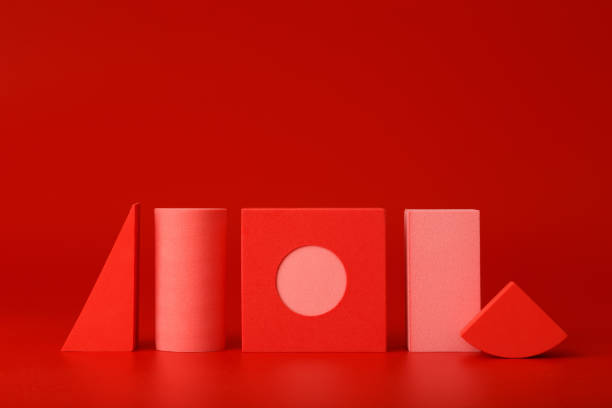 istock Red abstract background with geometric figures against red background with copy space 1331984462