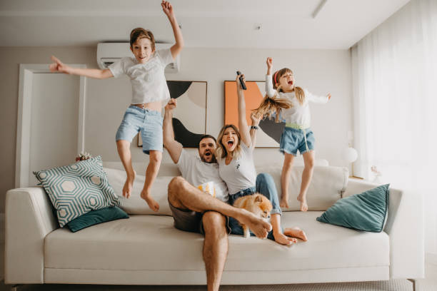 family celebrating a goal