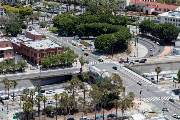 istock Traffic in Los Angeles, Aerial View 1331990525