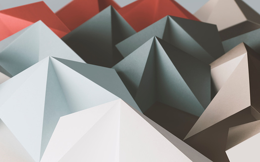 Pyramids made of paper, composition, abstract