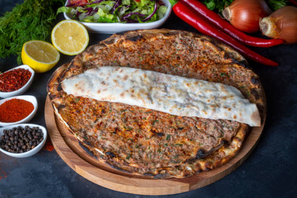 istock Traditional delicious Turkish pizza (Turkish name; Lahmacun) 1331995327