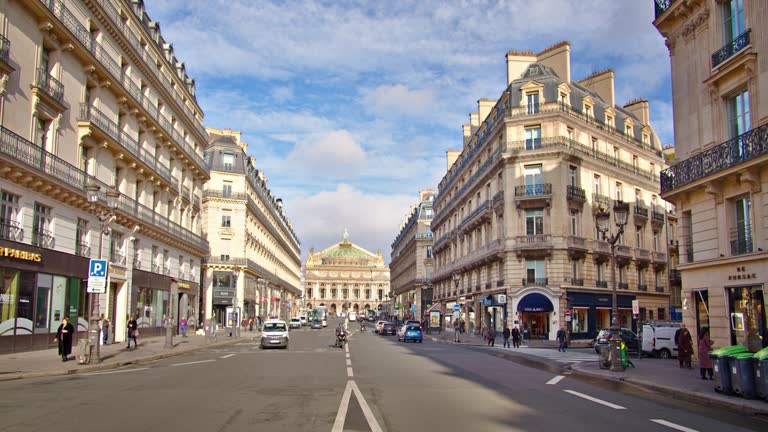 Paris Street. Retro Style Building in Downtown.