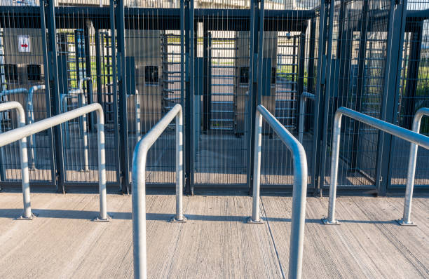 istock Metal railings in front of gates 1331997763