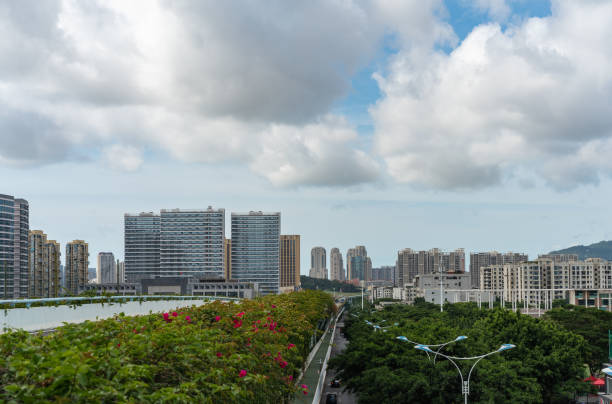 istock Expressway viaduct on the city under blue sky and white clouds 1331998201