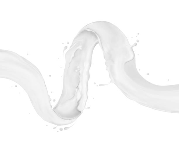 istock Splashing milk in a swirling shape on a white background 1332001392