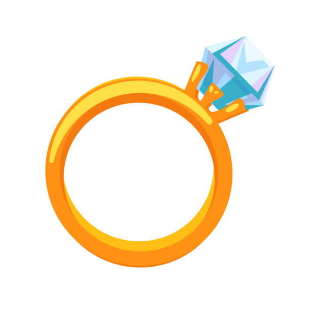 흰색 배경에 고립 된 웨딩 다이아몬드 링 - ring gold vertical wedding stock illustrations