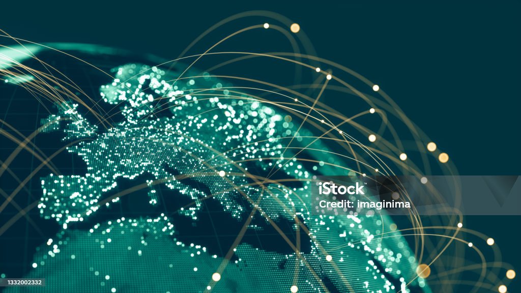 Globales Kommunikationsnetzwerk - Lizenzfrei Globus Stock-Foto