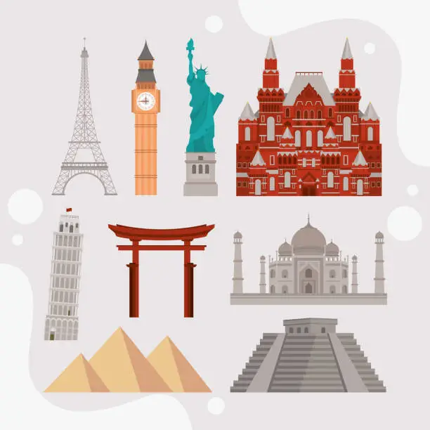 Vector illustration of world tourism day icons