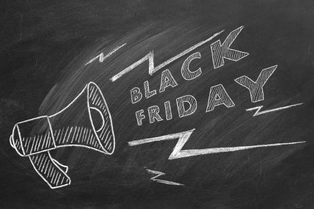 istock Black Friday sale. Illustration on blackboard 1332007175