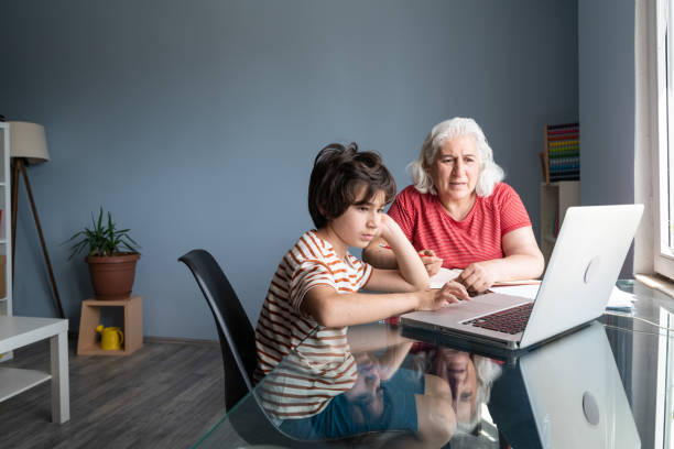 istock Senior Grandmother And Grandson Using Laptop Computer At Home 1332011107