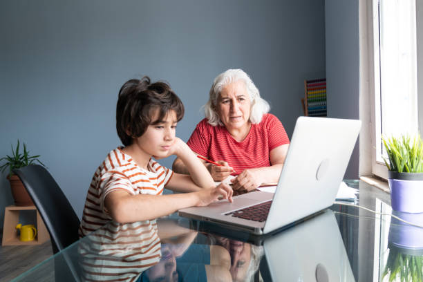 istock Senior Grandmother And Grandson Using Laptop Computer At Home 1332011142