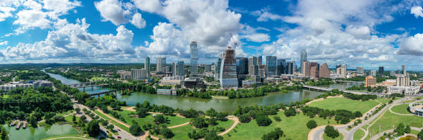 Austin, Texas Aerial Panorama stock photo