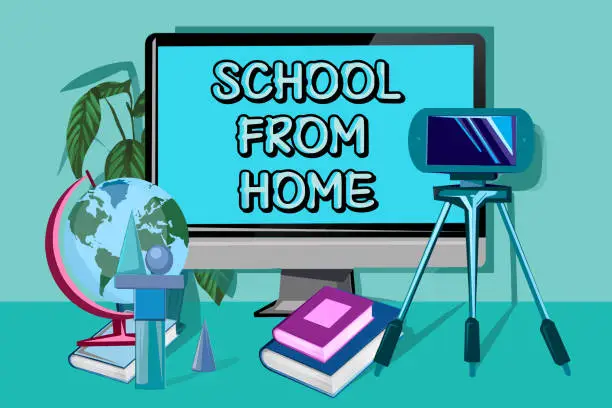 Vector illustration of School from home