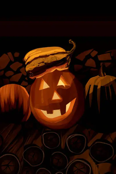 Vector illustration of Pumpkins for Halloween