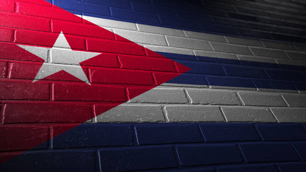 painted flag of Cuba on a brick wall