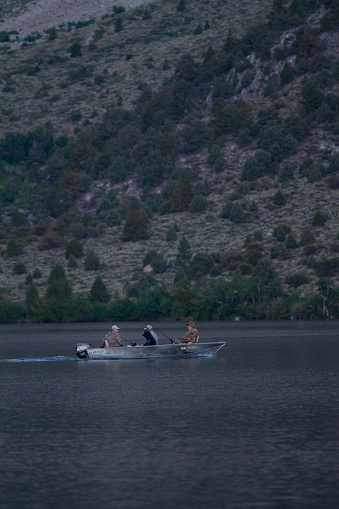 Convict Lake is a popular local lake in the eastern sierras for fishing.  Here is a group of guys out before dawn for the best chance of making a catch.