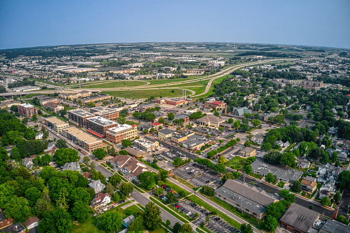 An aerial view from Downtown Herndon looking toward Reston, Virginia.