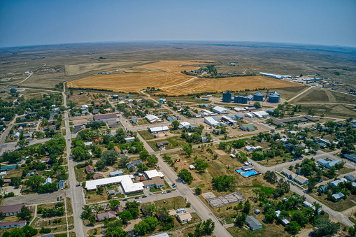 Aerial view of oat fields