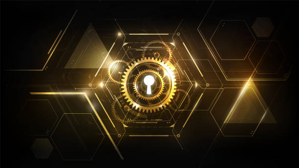 Glow keyhole abstract futuristic technology background with light and shiny, key of success solution, business concept, vector illustration Glow keyhole abstract futuristic technology background with light and shiny, key of success solution, business concept, vector illustration eps10 computer key stock illustrations