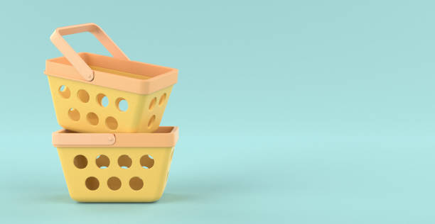 istock Shopping Basket with Colorful Background 1332027922