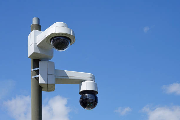 istock 360 degree surveillanse by two video camera for safety. System of control. 1332031898