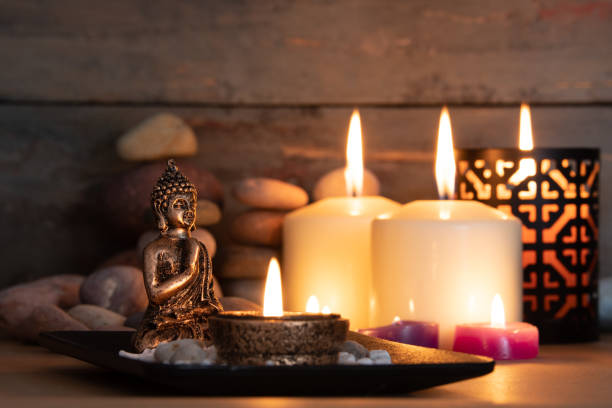 istock image with aromatic candles to meditate 1332032936