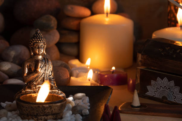 istock image with aromatic candles to meditate 1332032940