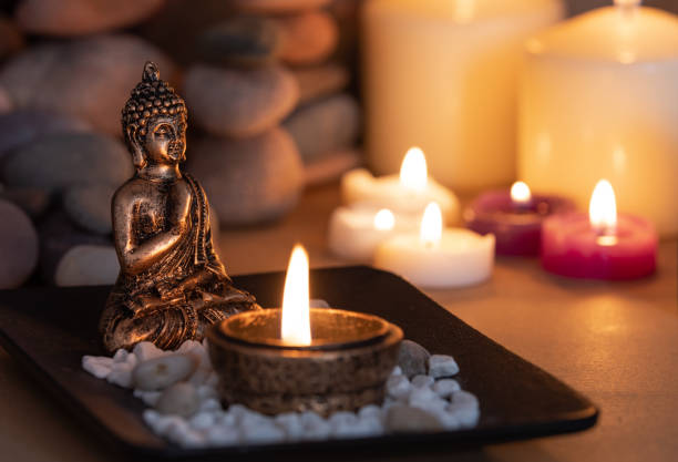 istock image with aromatic candles to meditate 1332032951