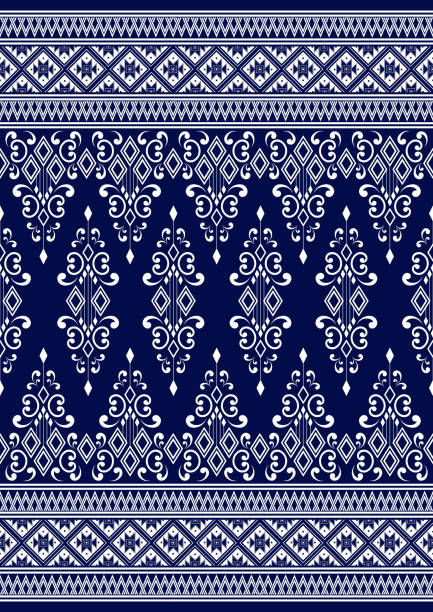 geometrisches ethnisches musterdesign 74 - traditioneller batikstil stock-grafiken, -clipart, -cartoons und -symbole