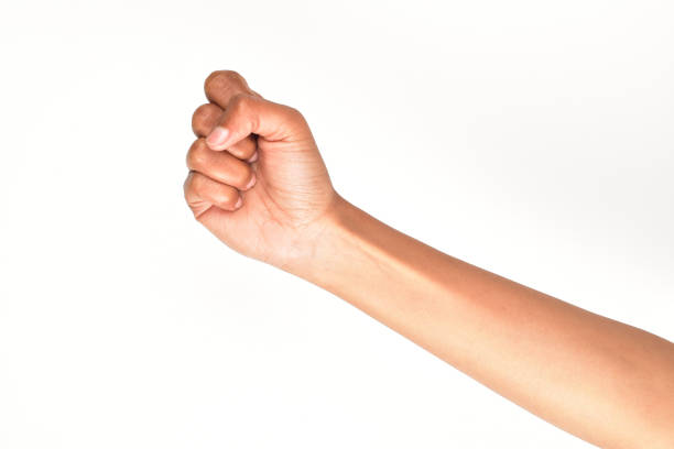 istock Female Hand Punch Isolated On White Background With Clipping Path 1332051479