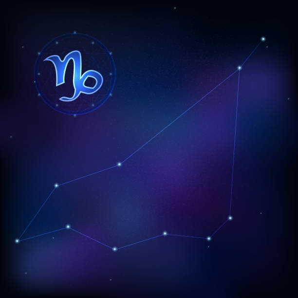 istock Capricorn horoscope star sign in twelve zodiac with galaxy background. vector illustration. 1332053092