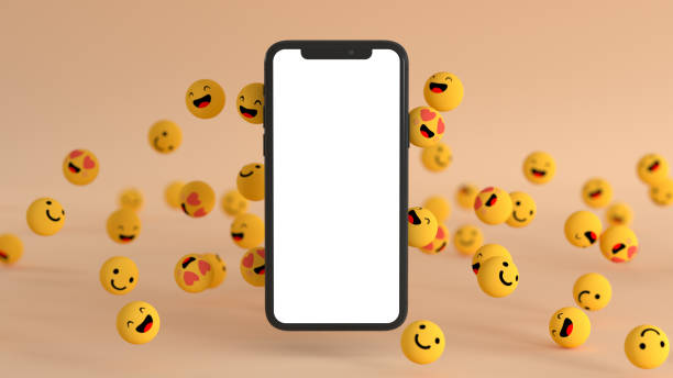 Social media like icons with smartphone stock photo