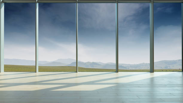 istock Through the floor-to-ceiling windows, the outdoor sky and cloudscape 1332060053