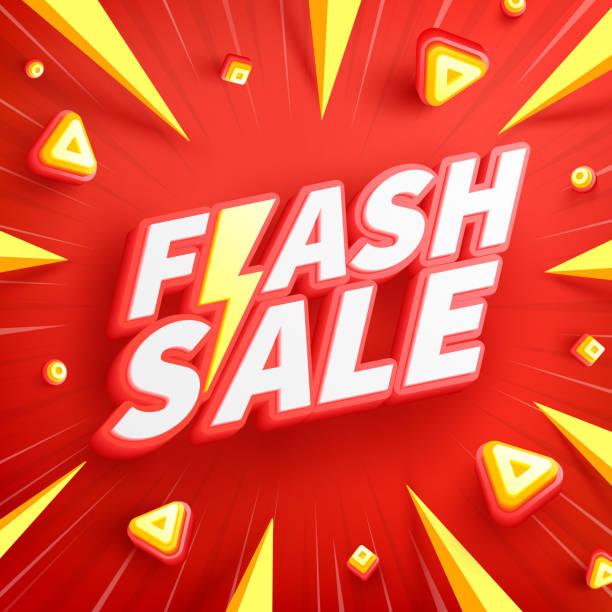 vektor von flash sale shopping day poster oder banner mit 3d-text auf rotem hintergrund. flash sales banner template design für social media und website. sonderangebot flash sale kampagne oder promotion. - shopping mall flash stock-grafiken, -clipart, -cartoons und -symbole