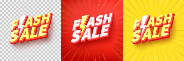 flash sprzedaż zakupy plakat lub baner z ikoną flash i tekst na przezroczystym, czerwonym i żółtym tle. projekt szablonu baneru flash sales dla mediów społecznościowych i witryny sieci web. kampania promocyjna flash sale z ofertą specjalną - party time flash stock illustrations