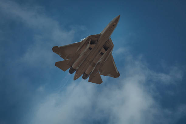 istock Modern tactical jet fighter at the sky 1332067507